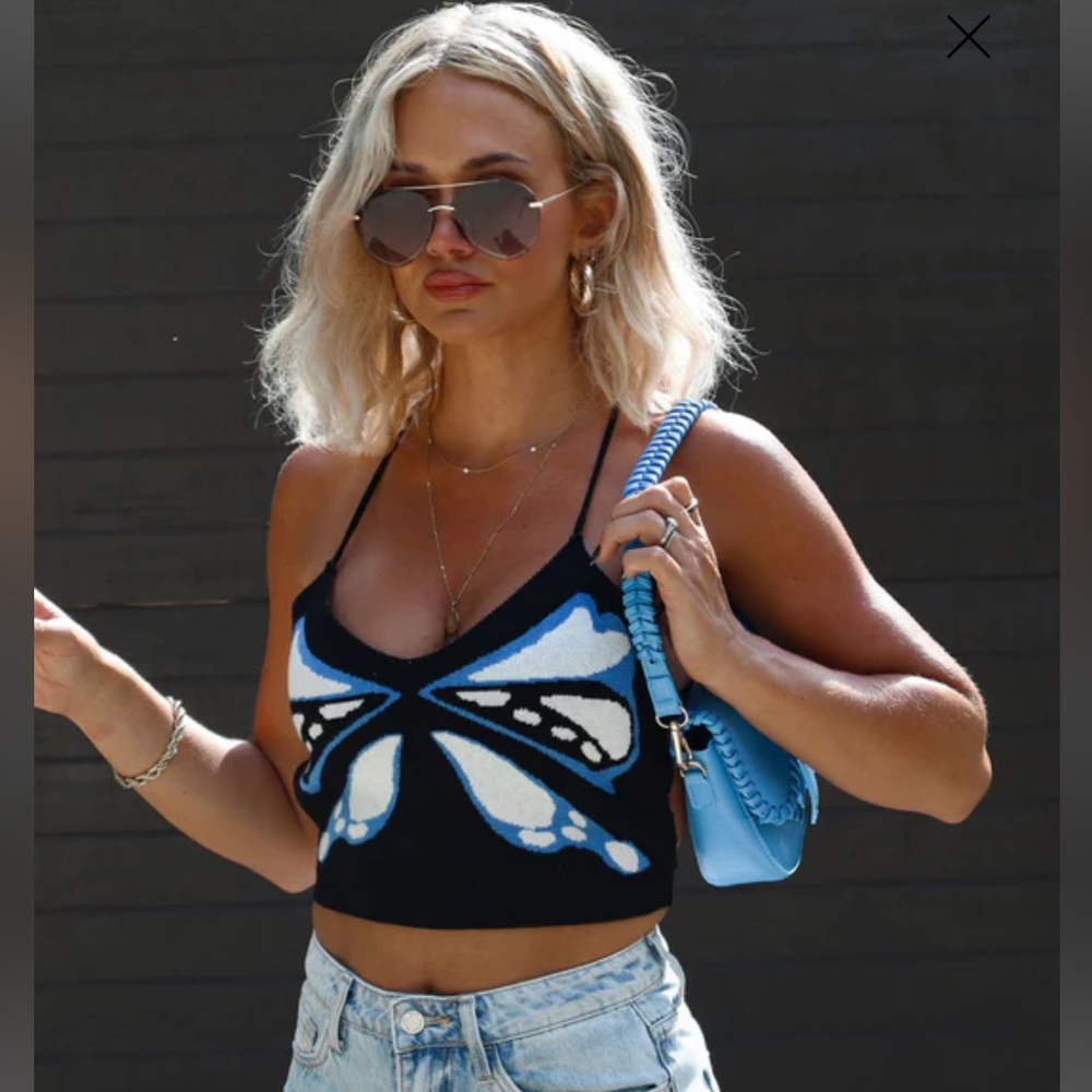 VICI Butterfly Crop Top Size Small